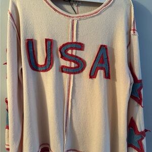 POL Cream Sweatshirt with Red and Blue USA Design